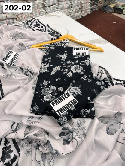 VOL 202 | DS 02 | DIGITAL PRINTED BANADORA LAWN 3PC VOIL LAWN DUPATTA