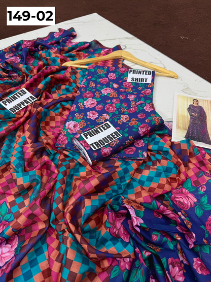 VOL 149 | DS 02 | DIGITAL PRINTED LAWN 3PC VOIL LAWN DUPATTA