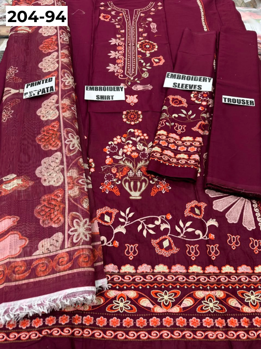 Vol 204 | DS 94 | LAWN EMBROIDERED THREE PIECE COLLECTION