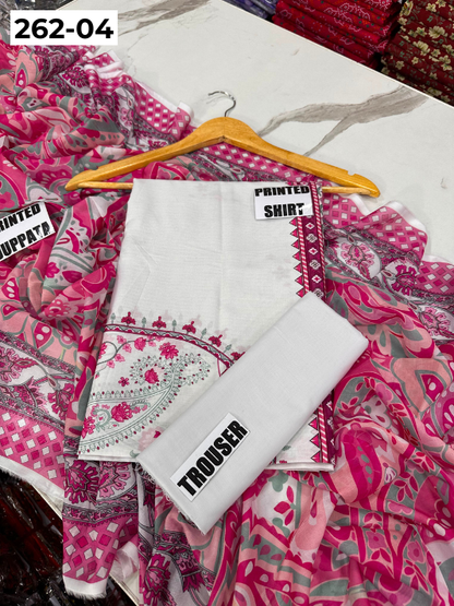 VOL 262 | DS 04 | MINHA By SHANAYA | DIGITAL PRINTED 3PC LAWN SHIRT, DYED TROUSER, PRINTED VOIL DUPATTA