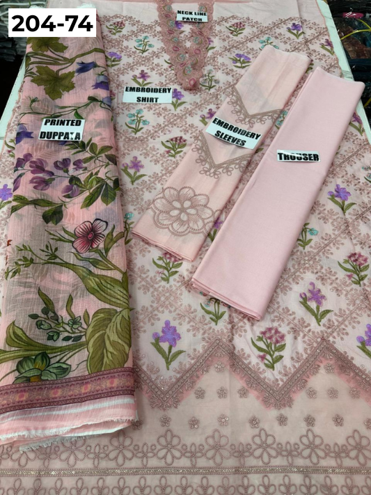 Vol 204 | DS 74 | LAWN EMBROIDERED THREE PIECE COLLECTION