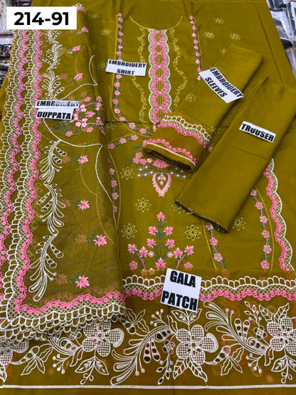 VOL 214 | DS 91 | LAWN LUXURY EMBROIDERED 3PC