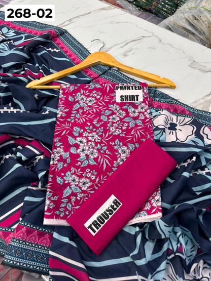 VOL 268 | DS 02 | Mirha LAWN |  DIGITAL PRINTED LAWN 3PC PRINTED LAWN SHIRT PLAIN TROUSER PRINTED LAWN DUPATTA