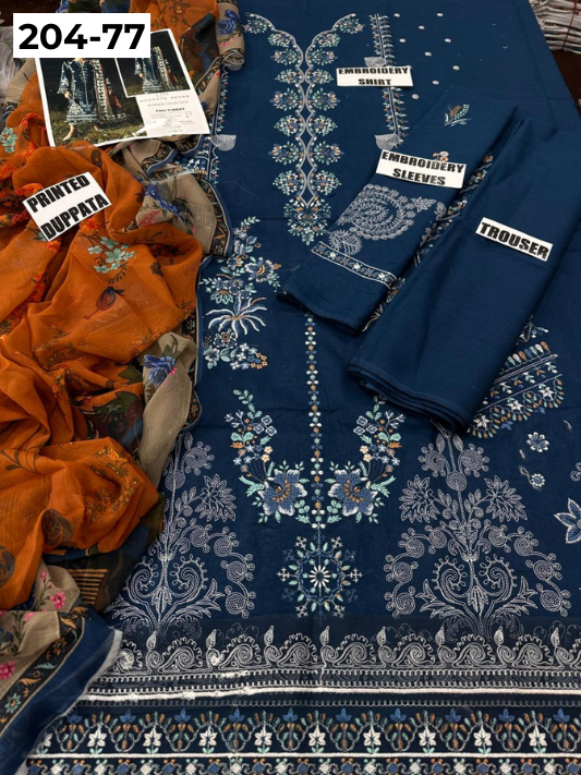 Vol 204 | DS 77 | LAWN EMBROIDERED THREE PIECE COLLECTION