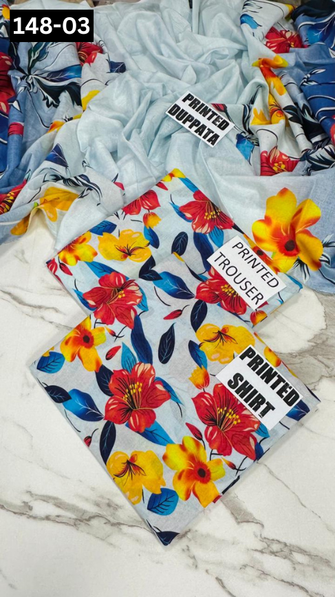 VOL 148 | DS 03 | DIGITAL PRINTED LAWN 3PC VOIL LAWN DUPATTA
