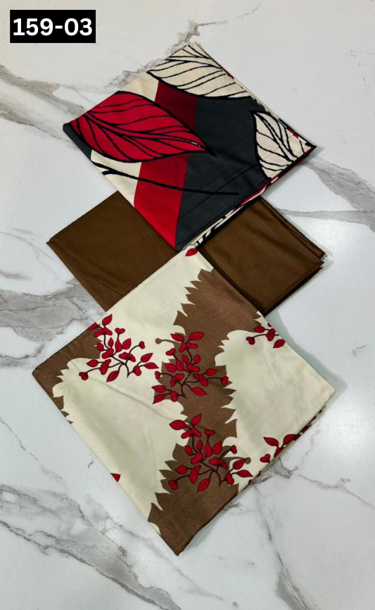 VOL 159 | DS 03 | DIGITAL PRINTED LINEN 3PC LINEN DUPATTA