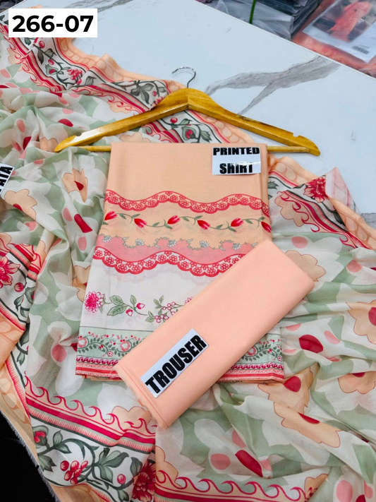 VOL 266 | DS 07 | AFSAANAH By SHANAYA | DIGITAL PRINTED 3PC LAWN SHIRT, DYED TROUSER, PRINTED VOIL DUPATTA