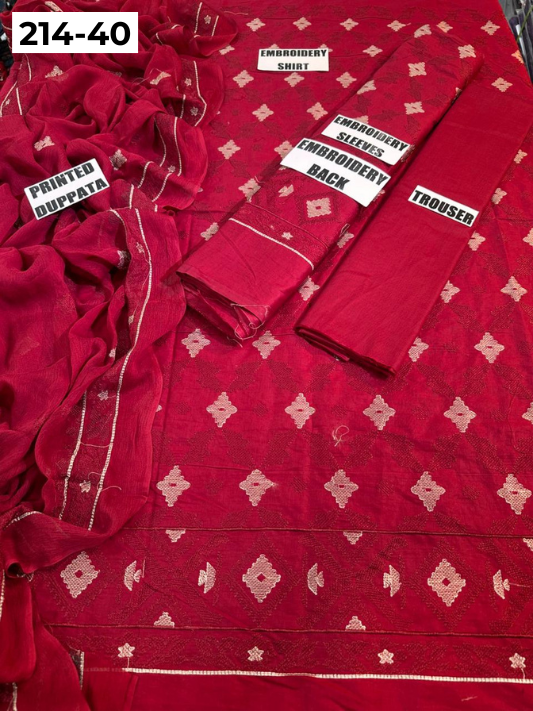 VOL 214 | DS 40 | LAWN LUXURY EMBROIDERED 3PC