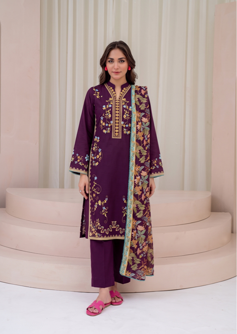 VOL 273 | DS 03 | SARAH | DIGITAL PRINTED 3PC VISCOS SHIRT, DYED TROUSER, PRINTED VISCOS DUPATTA