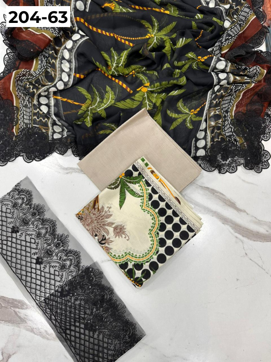 Vol 204 | DS 63 | LAWN EMBROIDERED THREE PIECE COLLECTION