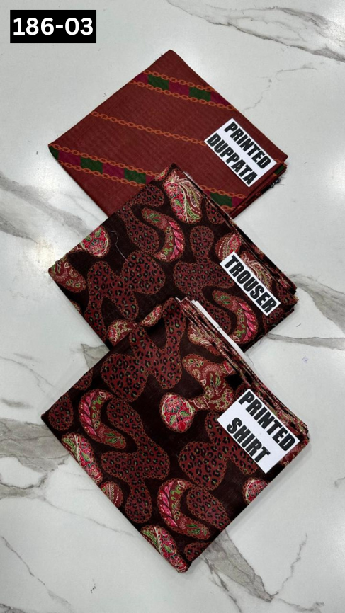 VOL 186 | DS 03 | DIGITAL PRINTED KHADDAR 3PC KHADDAR DUPATTA