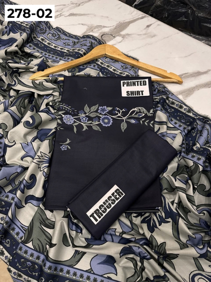 VOL 278 | DS 02 | MANNAT BY SHANAYA | DIGITAL PRINTED 3PC STONE VISCOSE SHIRT, PRINTED TROUSER, PRINTED STONE VISCOSE DUPATTA