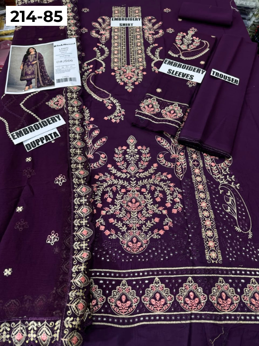 VOL 214 | DS 85 | LAWN LUXURY EMBROIDERED 3PC