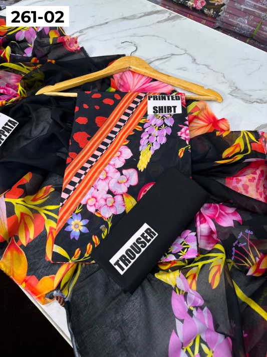 VOL 261 | DS 02 | m basics By Maria-B | DIGITAL PRINTED LAWN THREE PIECES