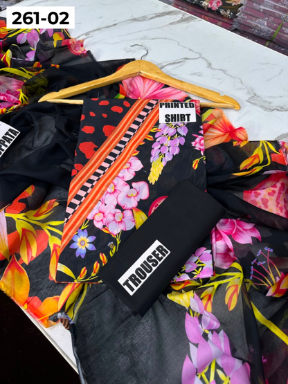 VOL 261 | DS 02 | m basics By Maria-B | DIGITAL PRINTED LAWN THREE PIECES