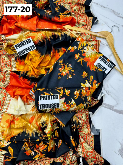 VOL 177 | DS 20 | DIGITAL PRINTED LINEN 3PC LINEN DUPATTA