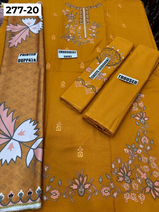 VOL 277 | DS 20 | DHANAK EMBROIDERED WOOL SHAWL 3PC