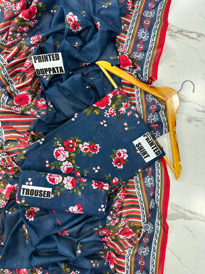 VOL 247 | DS 52 | DIGITAL PRINTED LAWN THREE PIECES VOIL LAWN DUPATTA