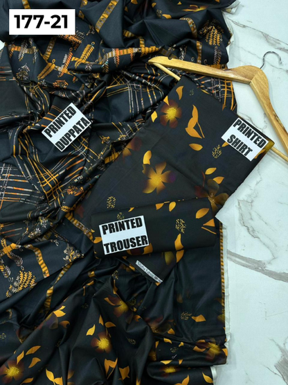 VOL 177 | DS 21 | DIGITAL PRINTED LINEN 3PC LINEN DUPATTA