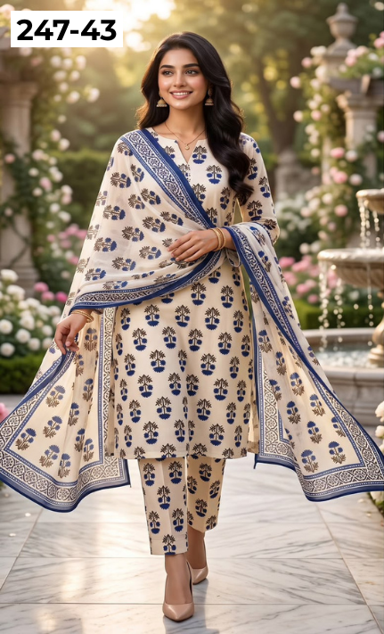 VOL 247 | DS 43 | DIGITAL PRINTED LAWN THREE PIECES VOIL LAWN DUPATTA