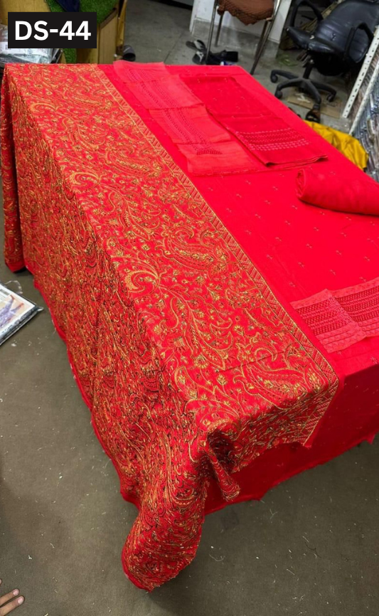 BAREEZE KARANDI | DS 44 | KARANDI EMBROIDERED 3PC WITH EMBROIDERED SHAWL