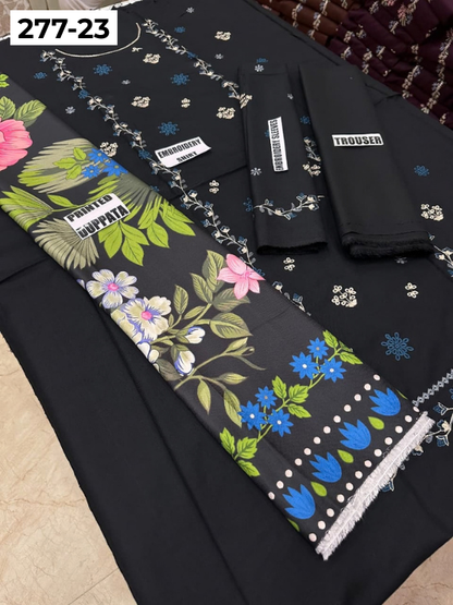 VOL 277 | DS 23 | DHANAK EMBROIDERED WOOL SHAWL 3PC