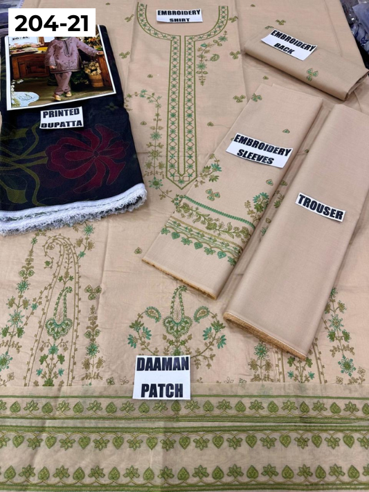 Vol 204 | DS 21 | LAWN EMBROIDERED THREE PIECE COLLECTION
