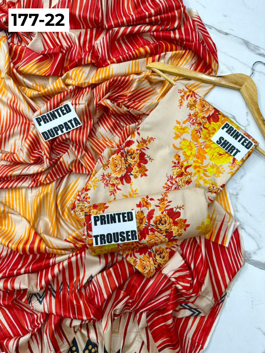 VOL 177 | DS 22 | DIGITAL PRINTED LINEN 3PC LINEN DUPATTA