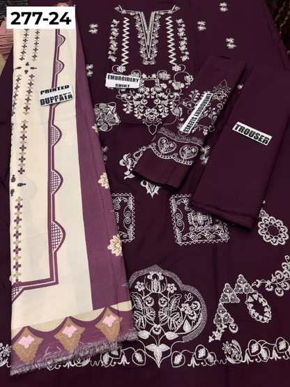 VOL 277 | DS 24 | DHANAK EMBROIDERED WOOL SHAWL 3PC