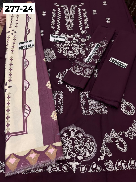 VOL 277 | DS 24 | DHANAK EMBROIDERED WOOL SHAWL 3PC