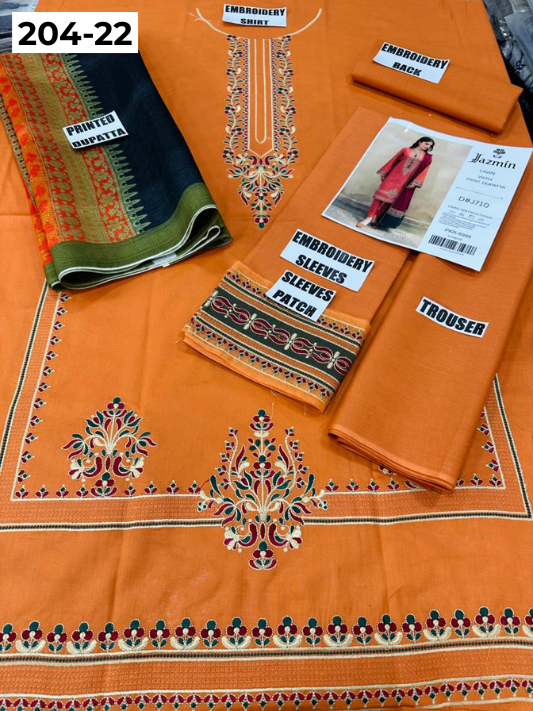 Vol 204 | DS 22 | LAWN EMBROIDERED THREE PIECE COLLECTION