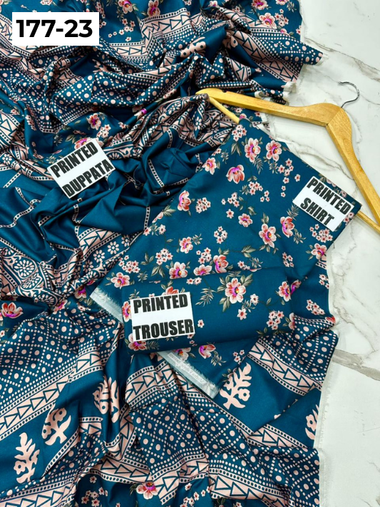 VOL 177 | DS 23 | DIGITAL PRINTED LINEN 3PC LINEN DUPATTA