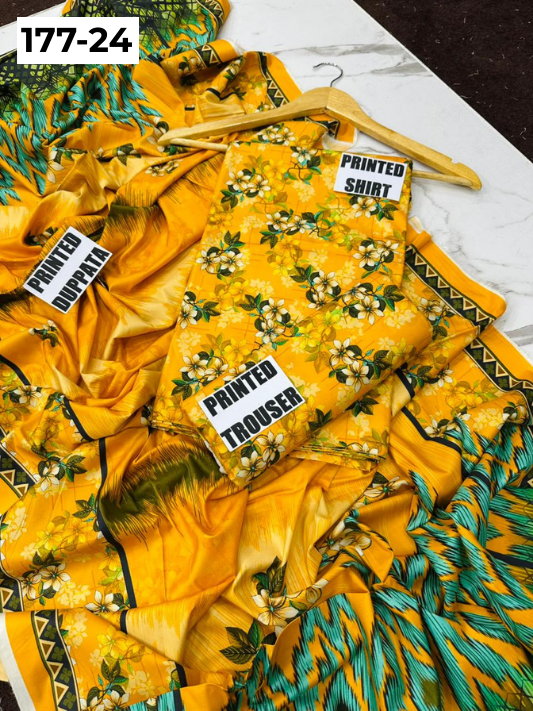 VOL 177 | DS 24 | DIGITAL PRINTED LINEN 3PC LINEN DUPATTA