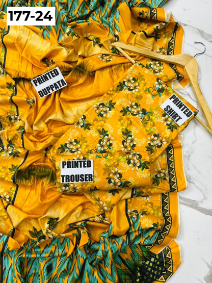 VOL 177 | DS 24 | DIGITAL PRINTED LINEN 3PC LINEN DUPATTA