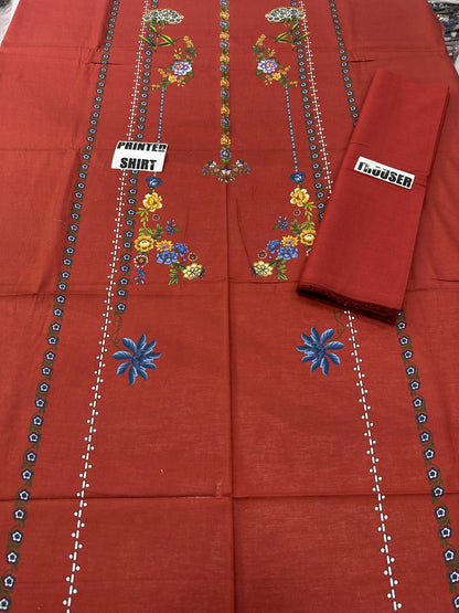 VOL 257 | DS 24 | PRINTED HIT CODES LAWN 2PC | DIGITAL PRINTED LAWN SHIRT, PLAIN COTTON TROUSER