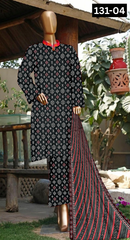 VOL 131 | DS 04 | DIGITAL PRINTED BANADORA LAWN 3PC VOIL LAWN DUPATTA