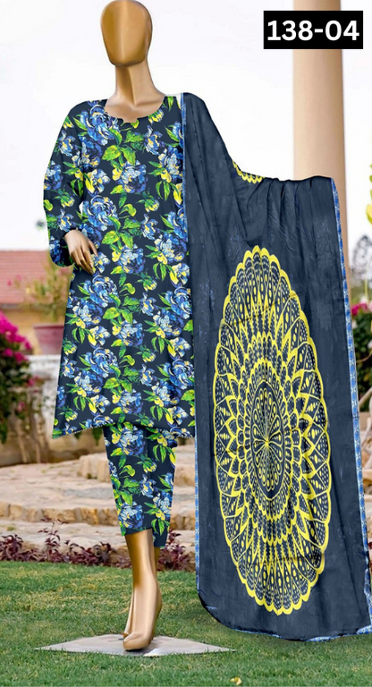 VOL 138 | DS 04 | DIGITAL PRINTED LAWN 3PC VOIL LAWN DUPATTA
