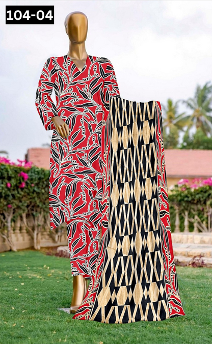 VOL 104 | DS 04 | DIGITAL PRINTED LAWN 3PC TANADORIA LAWN DUPATTA