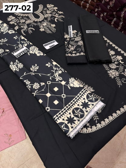 VOL 277 | DS 02 | DHANAK EMBROIDERED WOOL SHAWL 3PC