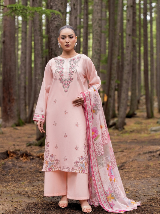VOL 256 | DS 05 | Jugnu By Shanaya | DIGITAL PRINTED LAWN THREE PIECES ALONG WITH EMBROIDERED PATCHES