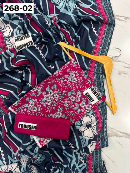 VOL 268 | DS 02 | Mirha LAWN |  DIGITAL PRINTED LAWN 3PC PRINTED LAWN SHIRT PLAIN TROUSER PRINTED LAWN DUPATTA