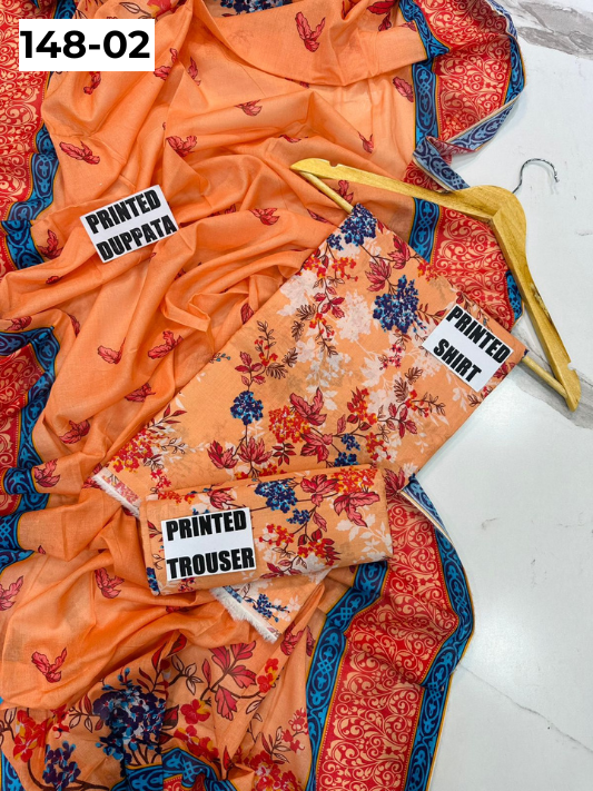 VOL 148 | DS 02 | DIGITAL PRINTED LAWN 3PC VOIL LAWN DUPATTA