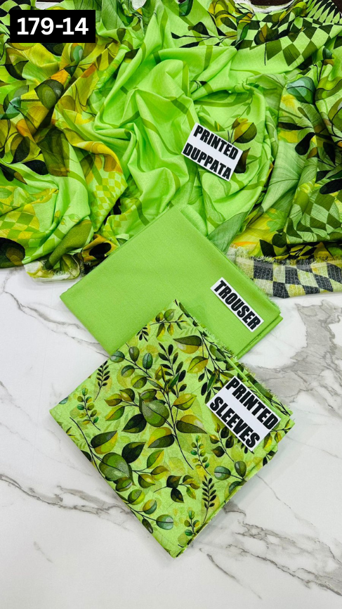 VOL 179 | DS 14 | DIGITAL PRINTED BANADORA KARANDI 3PC DYED TROUSER