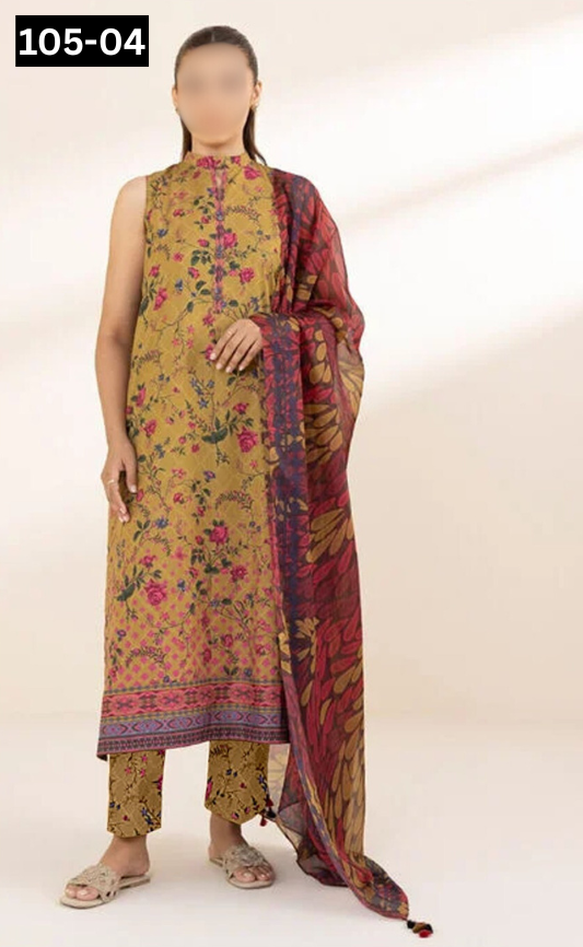 VOL 105 | DS 04 | DIGITAL PRINTED LAWN 3PC VOIL LAWN DUPATTA