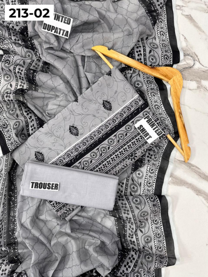 VOL 213 | DS 02 | SHANAYA LAWN DIGITAL PRINTED LAWN SHIRT PLAIN TROUSER VOIL LAWN DUPATTA