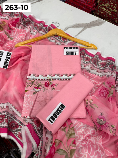 VOL 263 | DS 10 | RIWAYAT By SHANAYA | DIGITAL PRINTED 3PC LAWN SHIRT, DYED TROUSER, PRINTED VOIL DUPATTA