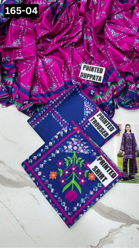 VOL 165 | DS 04 | DIGITAL PRINTED LINEN 3PC LINEN DUPATTA
