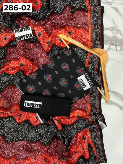 VOL 286 | 02 | BINSAEED | DIGITAL PRINTED 3PC KHADDAR SUIT | PRINTED SHIRT, TROUSER & DUPATTA