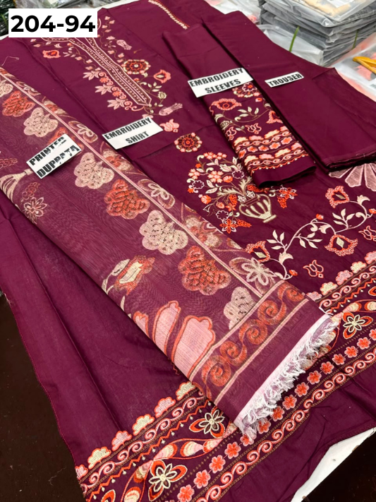 Vol 204 | DS 94 | LAWN EMBROIDERED THREE PIECE COLLECTION