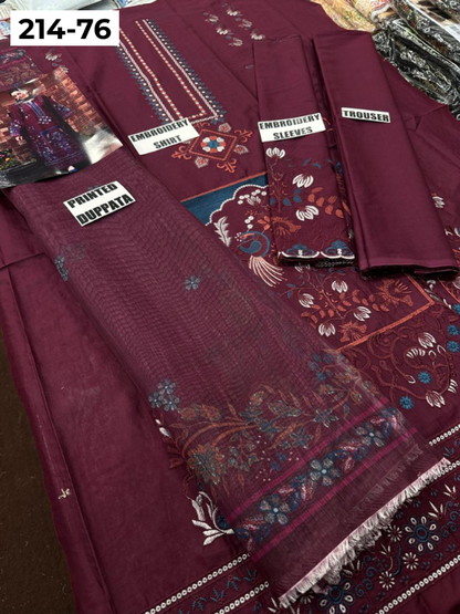 VOL 214 | DS 76 | LAWN LUXURY EMBROIDERED 3PC